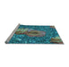 Sideview of Machine Washable Transitional Turquoise Green Rug, wshpat2630lblu