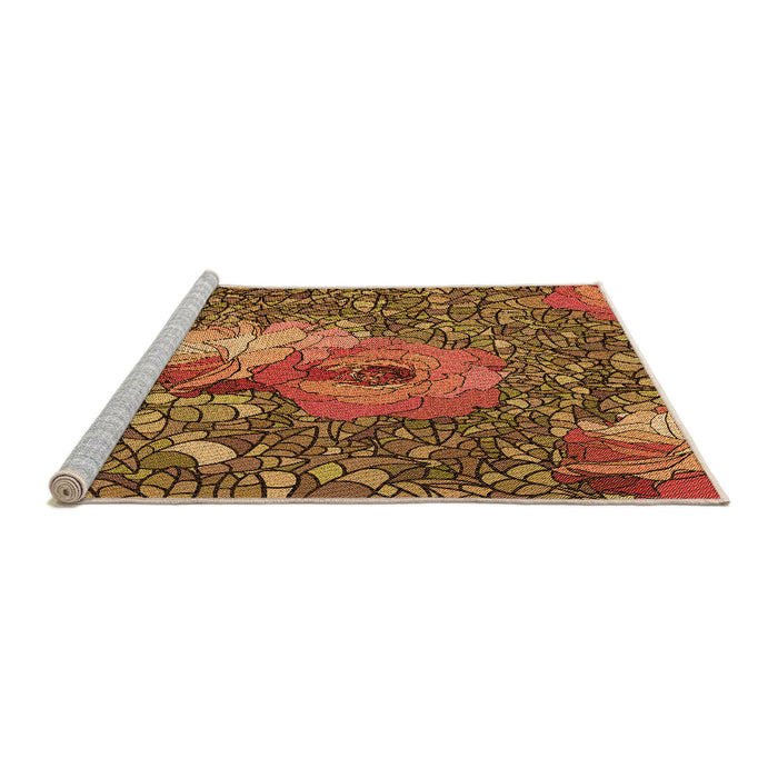Sideview of Machine Washable Transitional Orange Rug, wshpat2630org