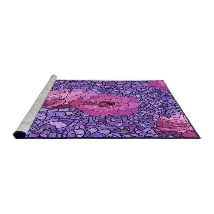 Sideview of Machine Washable Transitional Dark Magenta Purple Rug, wshpat2630pur