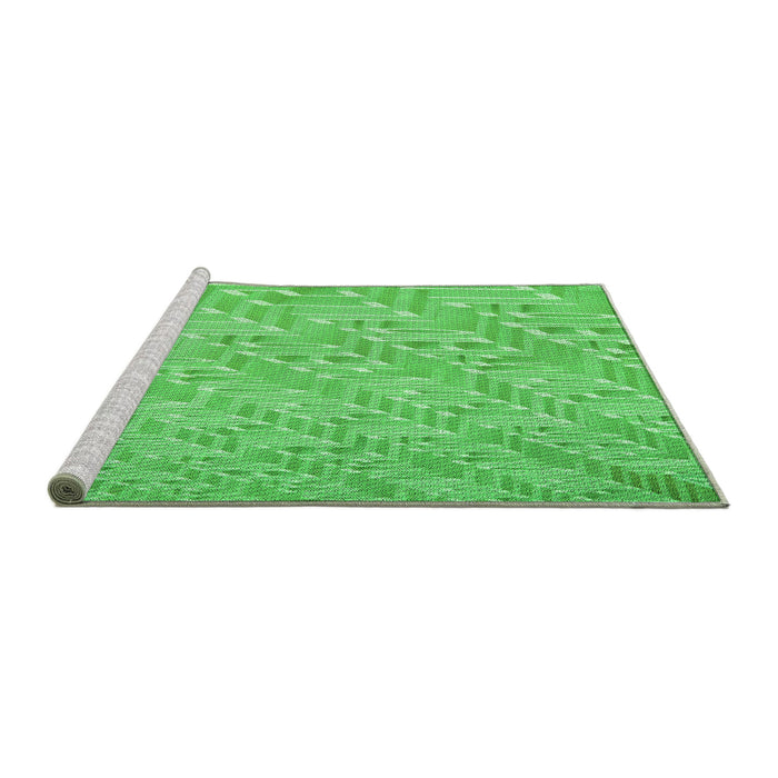 Sideview of Machine Washable Transitional Neon Green Rug, wshpat2631grn