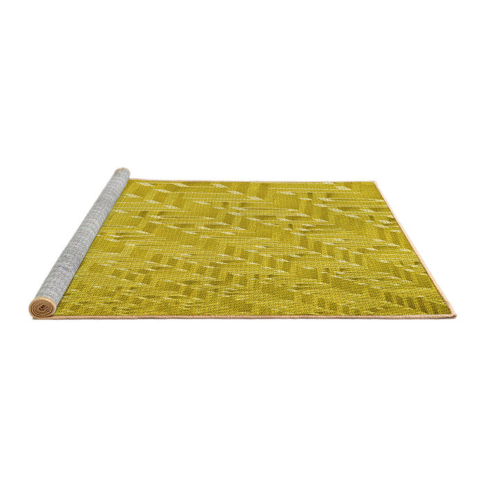 Sideview of Machine Washable Transitional Bright Gold Yellow Rug, wshpat2631yw
