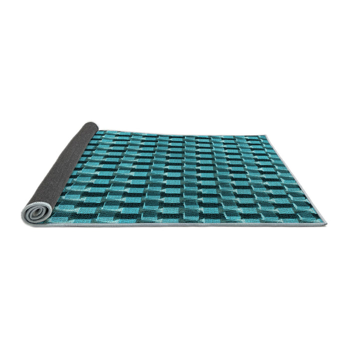 Thickness of Patterned Bright Turquoise Blue Rug, pat2632lblu