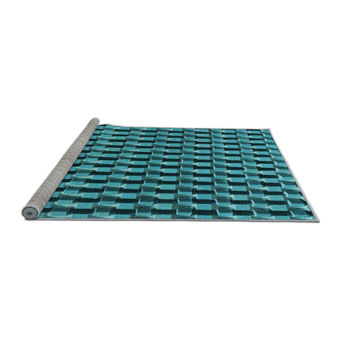 Sideview of Machine Washable Transitional Bright Turquoise Blue Rug, wshpat2632lblu