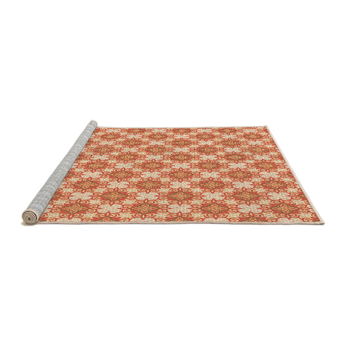 Sideview of Machine Washable Transitional Orange Red Orange Rug, wshpat2635org