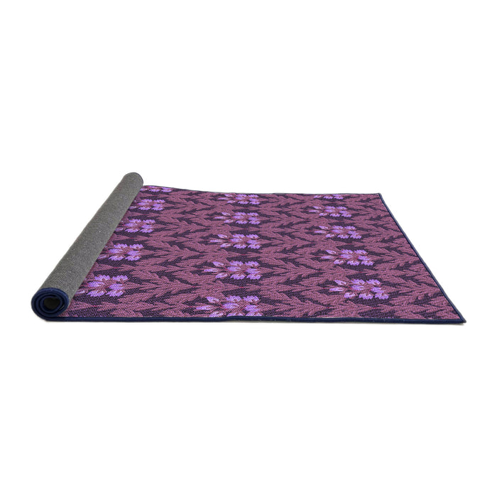Thickness of Patterned Dark Raspberry Purple Rug, pat2636pur