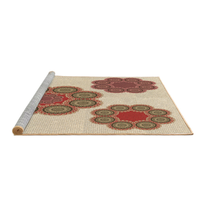 Sideview of Machine Washable Transitional Deep Peach Orange Rug, wshpat2637brn