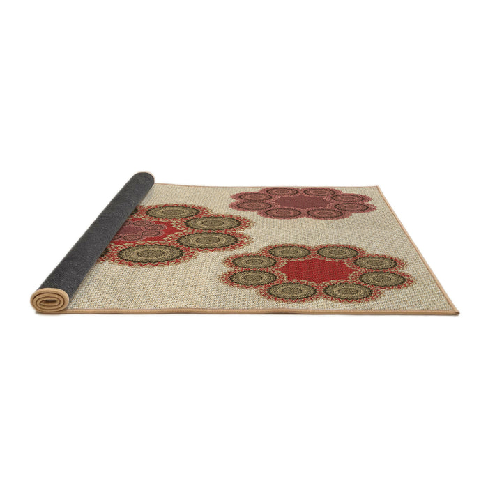 Thickness of Patterned Deep Peach Orange Rug, pat2637brn