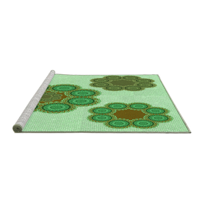 Sideview of Machine Washable Transitional Green Rug, wshpat2637grn