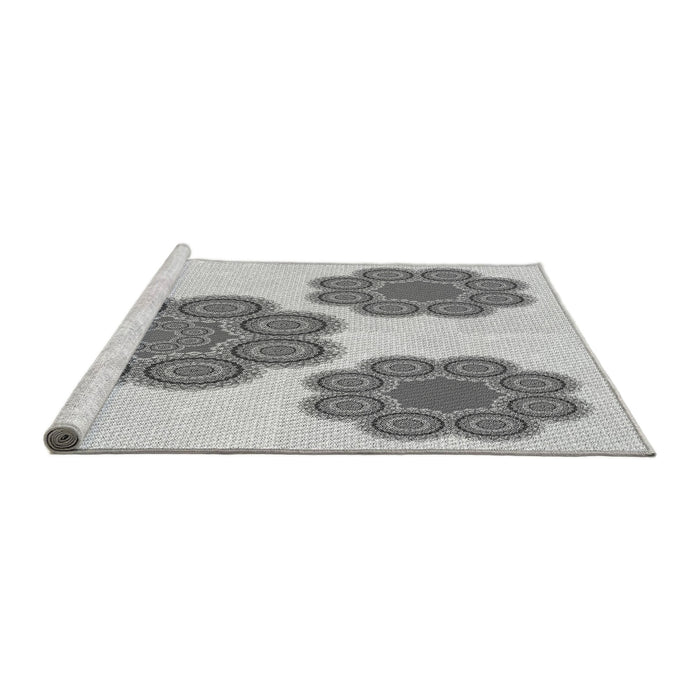 Sideview of Machine Washable Transitional Platinum Gray Rug, wshpat2637gry