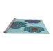 Sideview of Machine Washable Transitional Steel Blue Rug, wshpat2637lblu