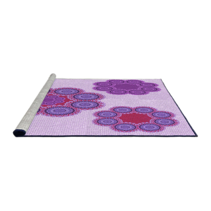 Sideview of Machine Washable Transitional Blossom Pink Rug, wshpat2637pur