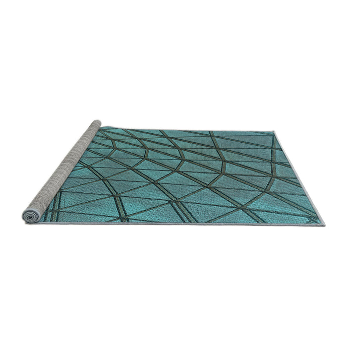 Sideview of Machine Washable Transitional Blue Turquoise Green Rug, wshpat2638lblu