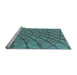 Sideview of Machine Washable Transitional Blue Turquoise Green Rug, wshpat2638lblu