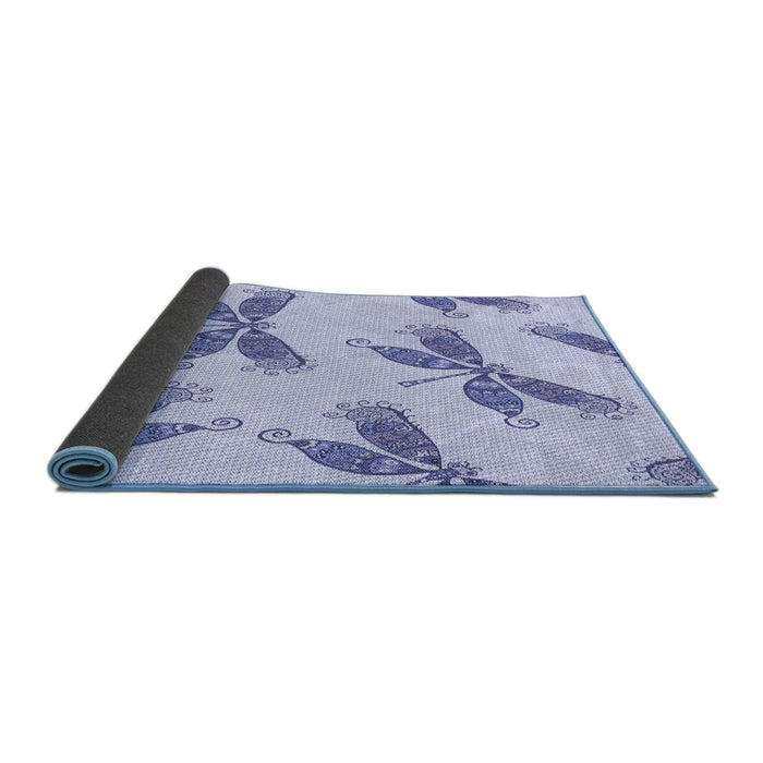 Thickness of Patterned Lavender Blue Rug, pat2639blu