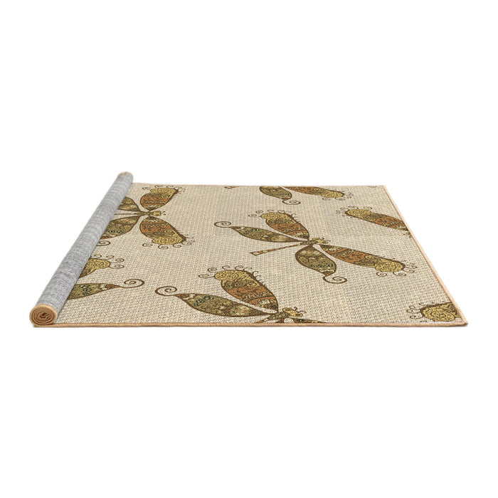 Sideview of Machine Washable Transitional Vanilla Gold Rug, wshpat2639brn