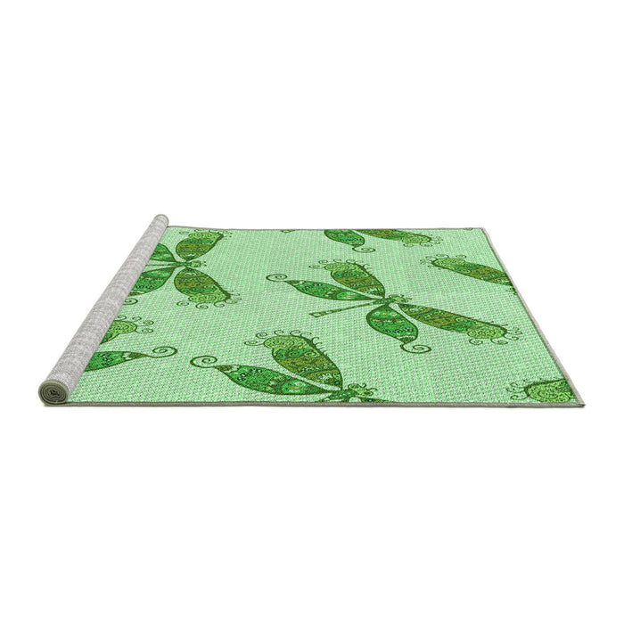 Sideview of Machine Washable Transitional Mint Green Rug, wshpat2639grn