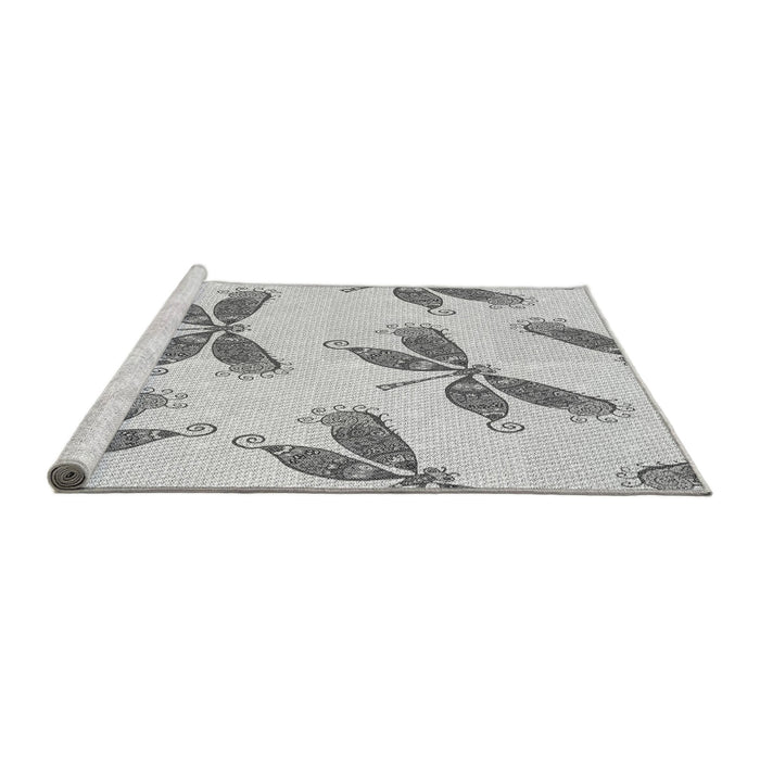 Sideview of Machine Washable Transitional Platinum Gray Rug, wshpat2639gry