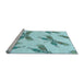 Sideview of Machine Washable Transitional Electric Blue Rug, wshpat2639lblu