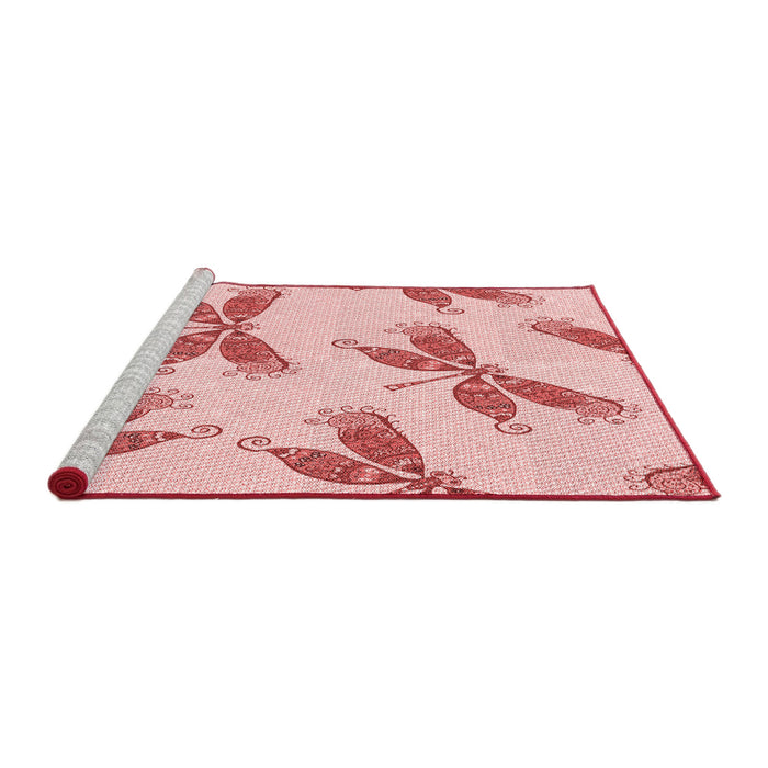 Sideview of Machine Washable Transitional Light Rose Pink Rug, wshpat2639rd