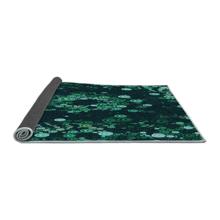 Thickness of Patterned Dark Cyan Green Rug, pat264lblu