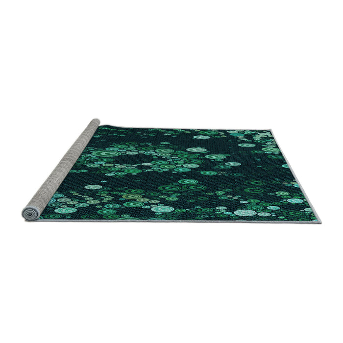 Sideview of Machine Washable Transitional Dark Cyan Green Rug, wshpat264lblu