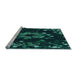 Sideview of Machine Washable Transitional Dark Cyan Green Rug, wshpat264lblu