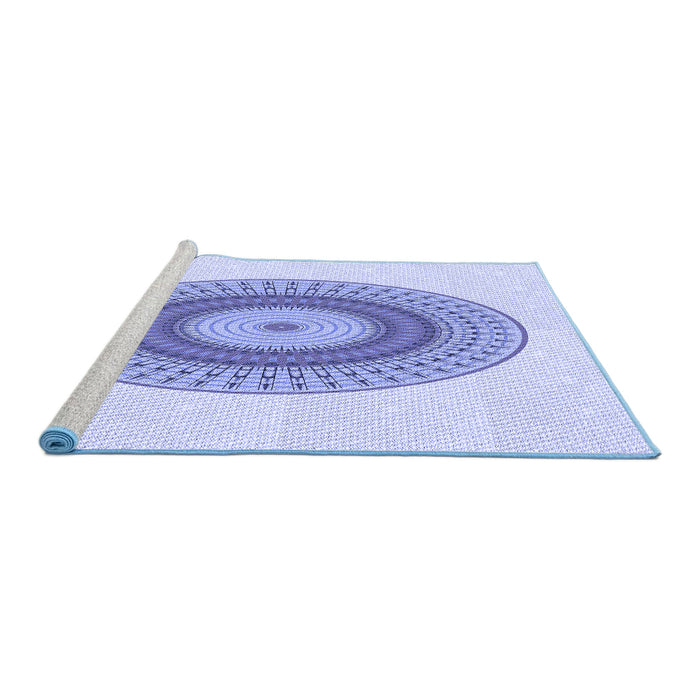 Sideview of Machine Washable Transitional Blue Rug, wshpat2640blu