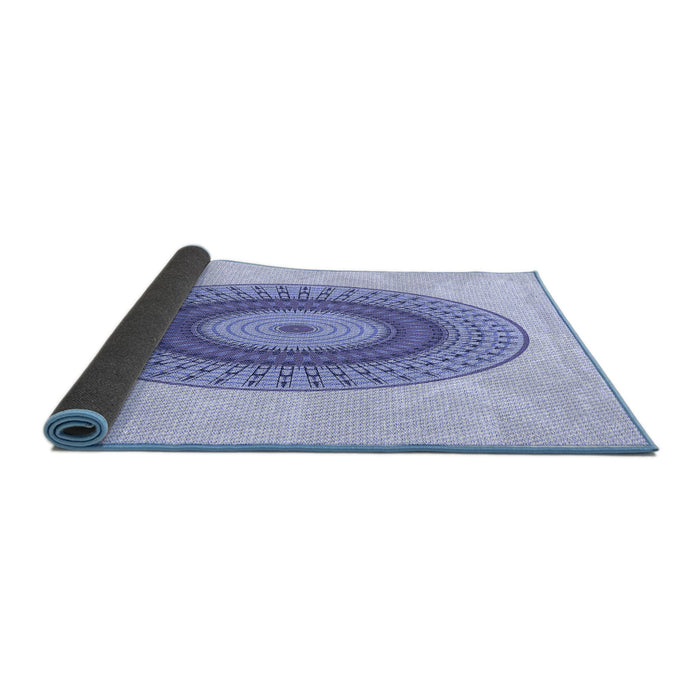 Thickness of Patterned Blue Rug, pat2640blu