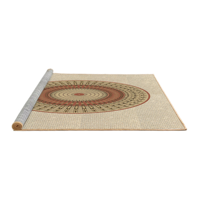 Sideview of Machine Washable Transitional Golden Blonde Gold Rug, wshpat2640brn