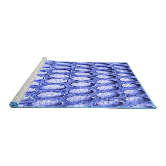 Sideview of Machine Washable Transitional Ocean Blue Rug, wshpat2642blu