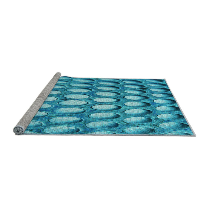 Sideview of Machine Washable Transitional Blue Rug, wshpat2642lblu