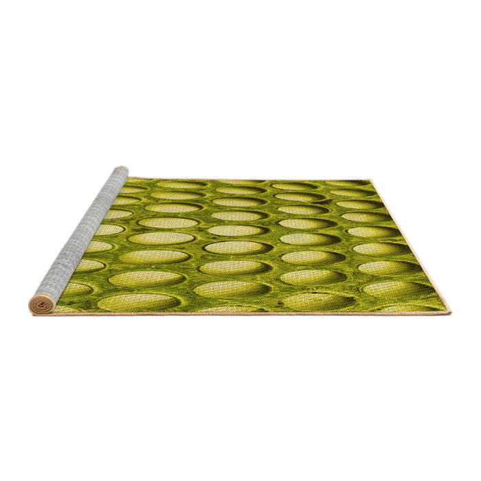 Sideview of Machine Washable Transitional Olive Green Rug, wshpat2642yw