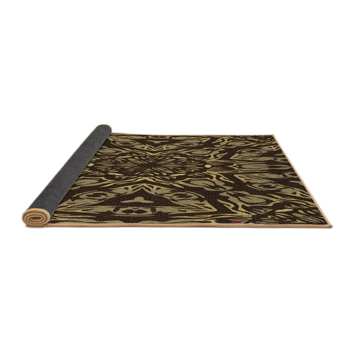 Thickness of Patterned Black Brown Rug, pat2643brn