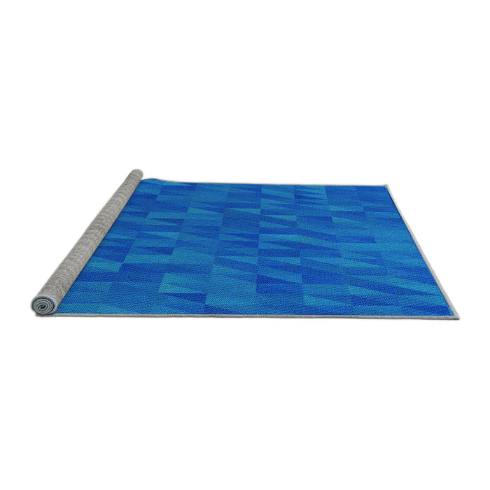 Sideview of Machine Washable Transitional Blue Rug, wshpat2648lblu