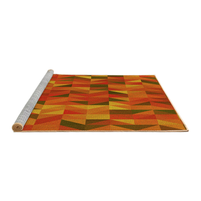 Sideview of Machine Washable Transitional Neon Orange Rug, wshpat2649yw