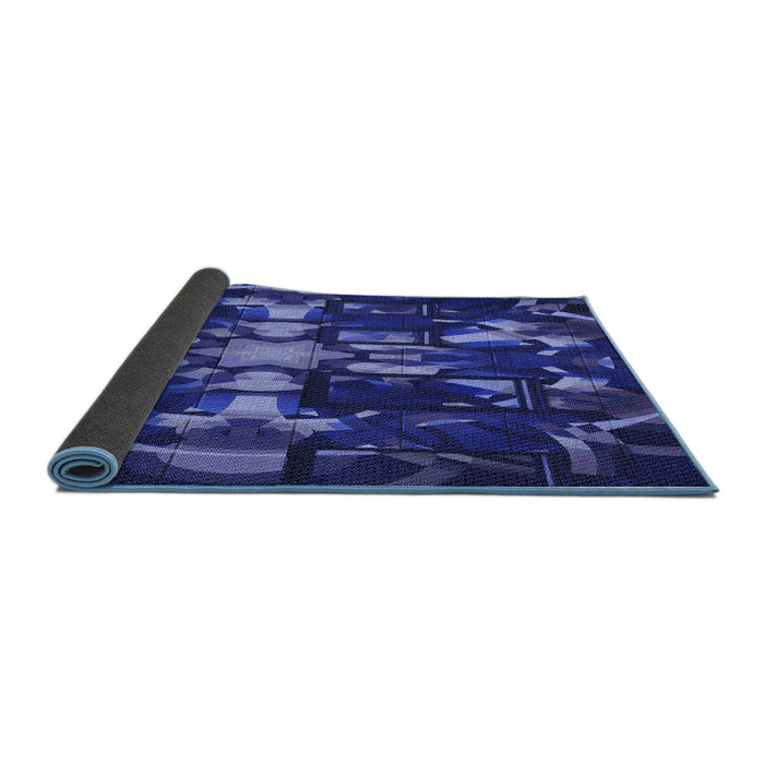 Thickness of Patterned Denim Dark Blue Rug, pat265blu