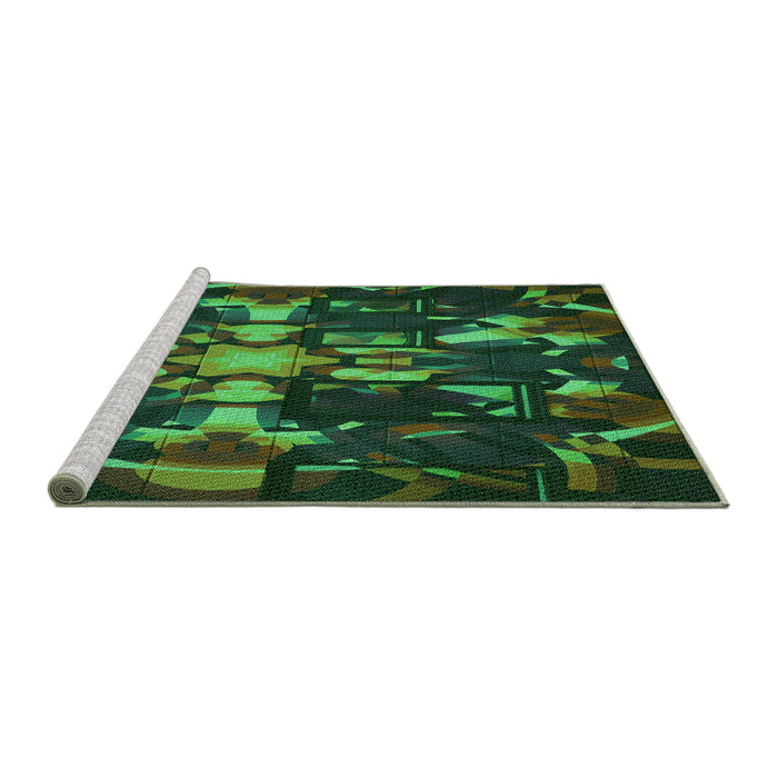 Sideview of Machine Washable Transitional Dark Forest Green Rug, wshpat265grn