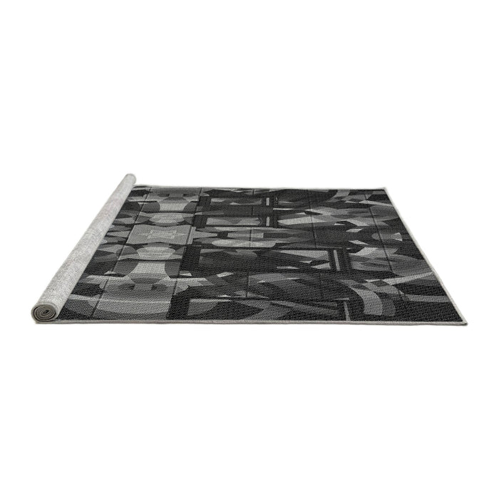 Sideview of Machine Washable Transitional Charcoal Black Rug, wshpat265gry
