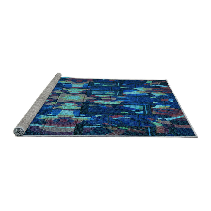Sideview of Machine Washable Transitional Blue Ivy Blue Rug, wshpat265lblu