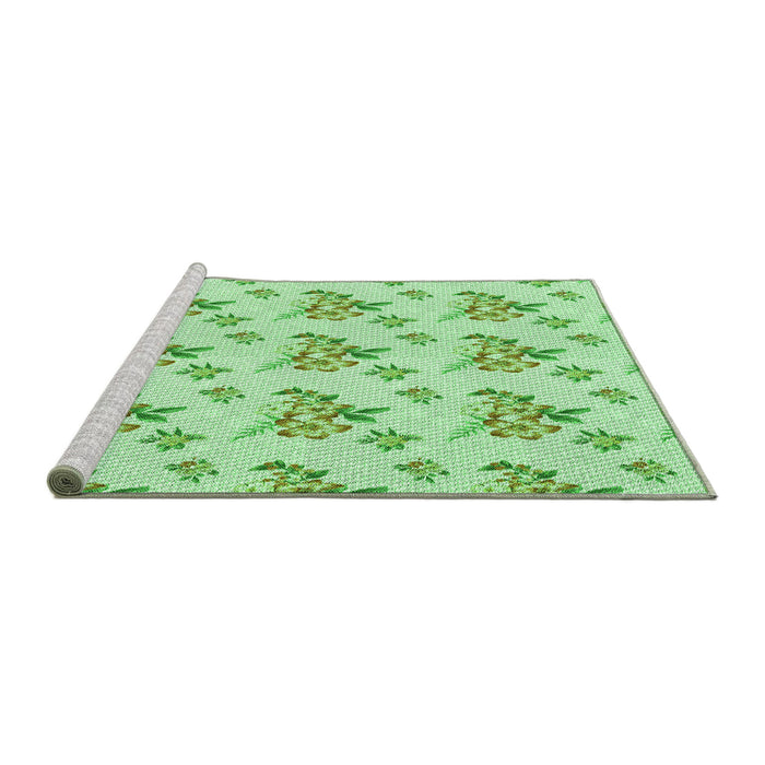 Sideview of Machine Washable Transitional Light Green Rug, wshpat2651grn