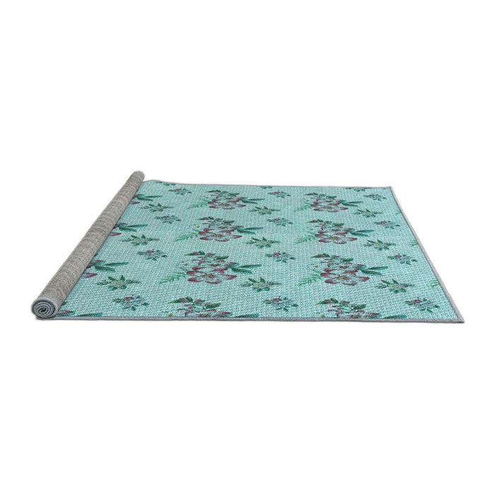 Sideview of Machine Washable Transitional Electric Blue Rug, wshpat2651lblu