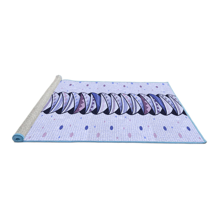 Sideview of Machine Washable Transitional Lavender Blue Rug, wshpat2652blu