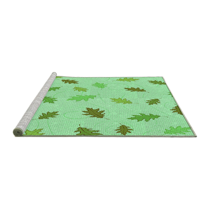 Sideview of Machine Washable Transitional Green Rug, wshpat2653grn