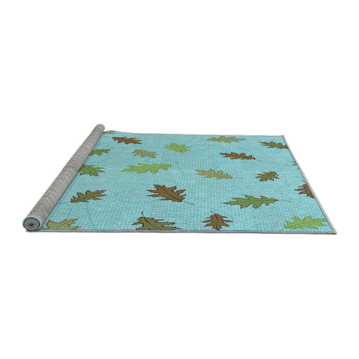 Sideview of Machine Washable Transitional Blue Rug, wshpat2653lblu