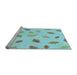 Sideview of Machine Washable Transitional Blue Rug, wshpat2653lblu