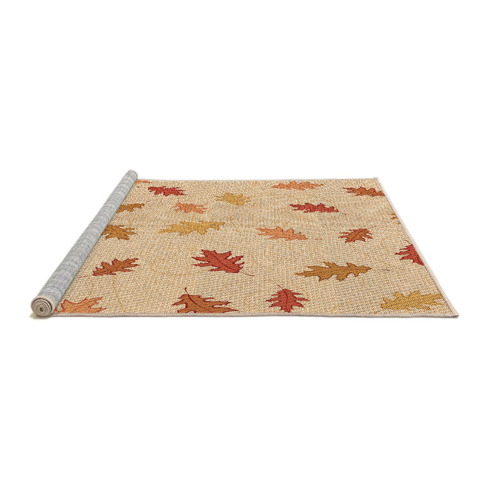 Sideview of Machine Washable Transitional Khaki Gold Rug, wshpat2653org