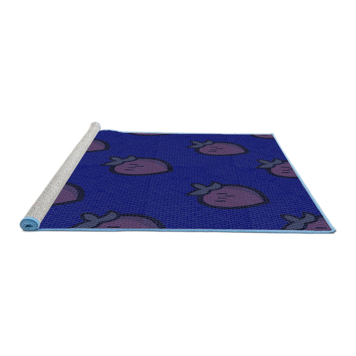 Sideview of Machine Washable Transitional Earth Blue Rug, wshpat2655blu