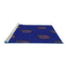 Sideview of Machine Washable Transitional Earth Blue Rug, wshpat2655blu