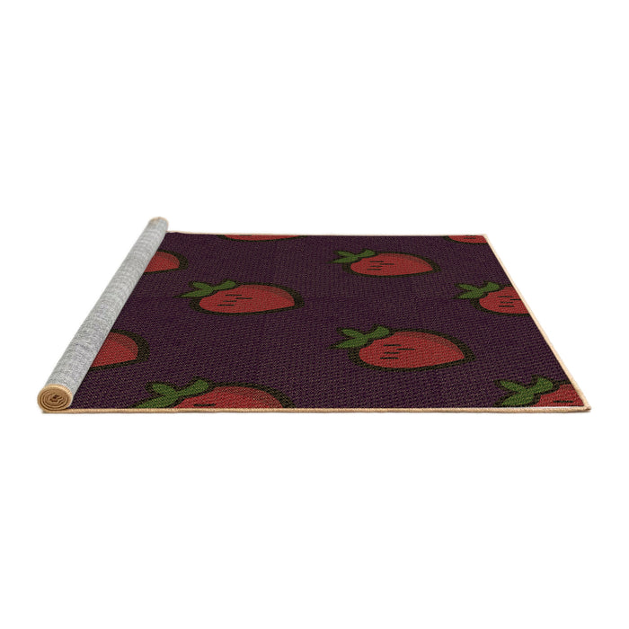 Sideview of Machine Washable Transitional Dark Scarlet Red Rug, wshpat2655brn