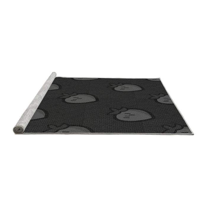 Sideview of Machine Washable Transitional Midnight Gray Rug, wshpat2655gry